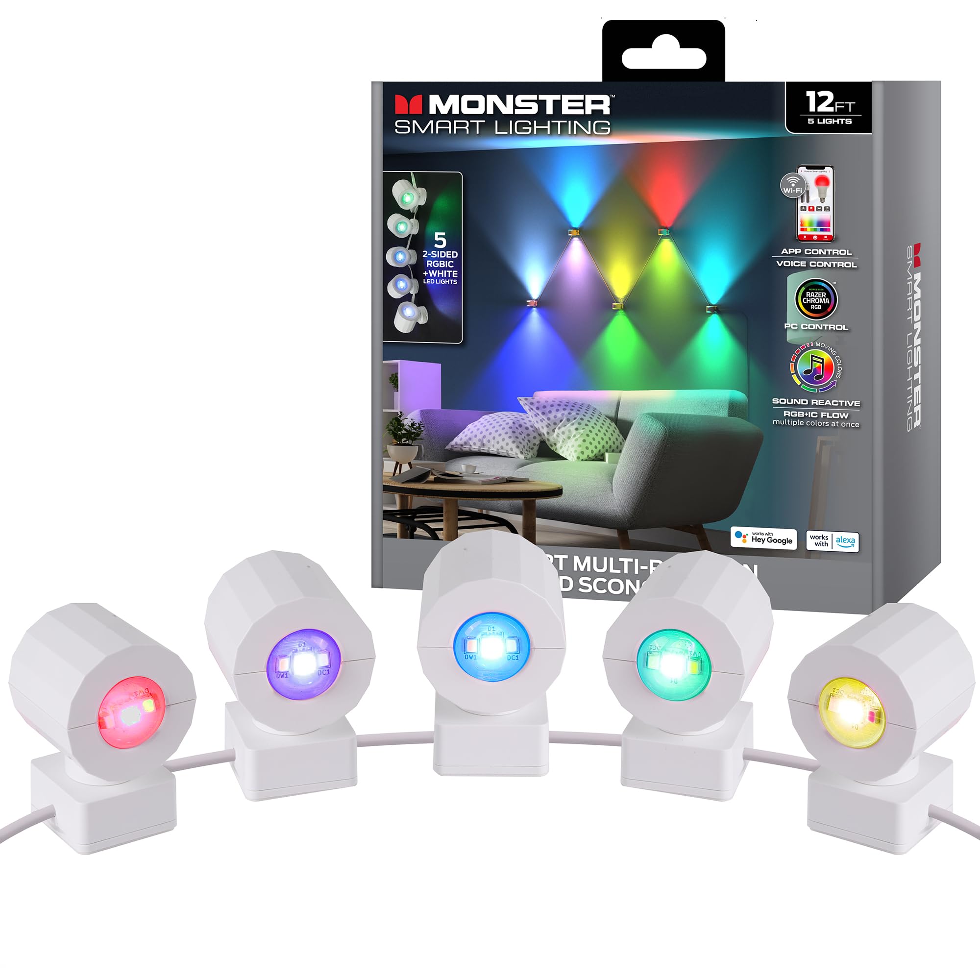 Monster Sconce Lights, RGBW+IC Multi-Colored & Multi-White, 5